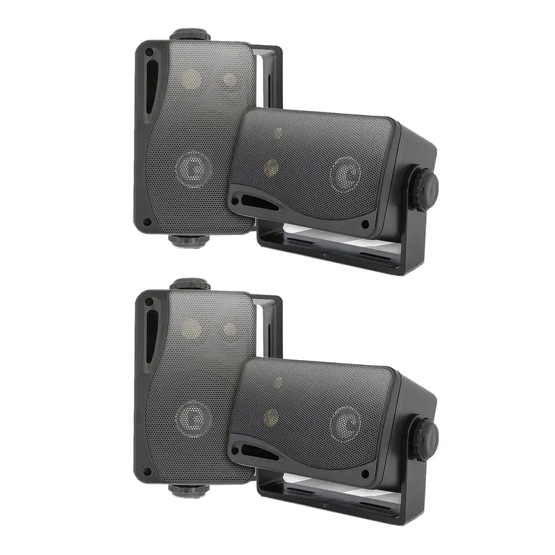 Pyle Plmr24B Marine Speakers – 3.5-Inch Weatherproof 3-Way Audio, Black (2 Pair) 1