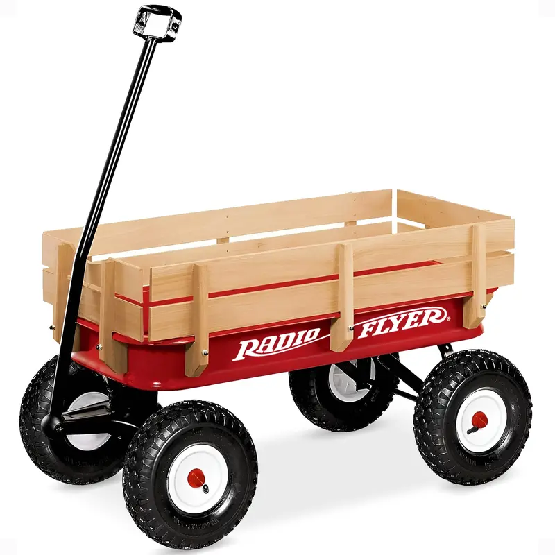 Radio Flyer Classic All-Terrain Steel & Wood Pull Wagon – Full-Size, Red 1