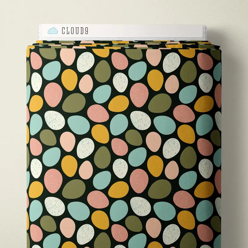 Rainbow Eggs Poplin Fabric – Black Hue, Homestead Haven By Shelby Warwood 1