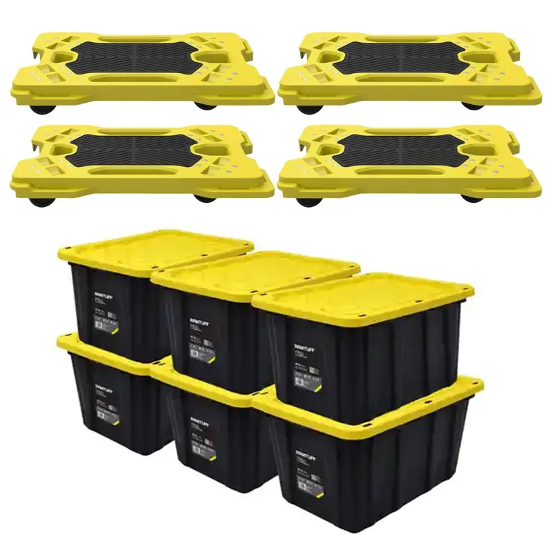 Ramtuff 6-Piece Stackable Storage Set With 4 Connectable Moving Dollies – Heavy-Duty Transport System 1