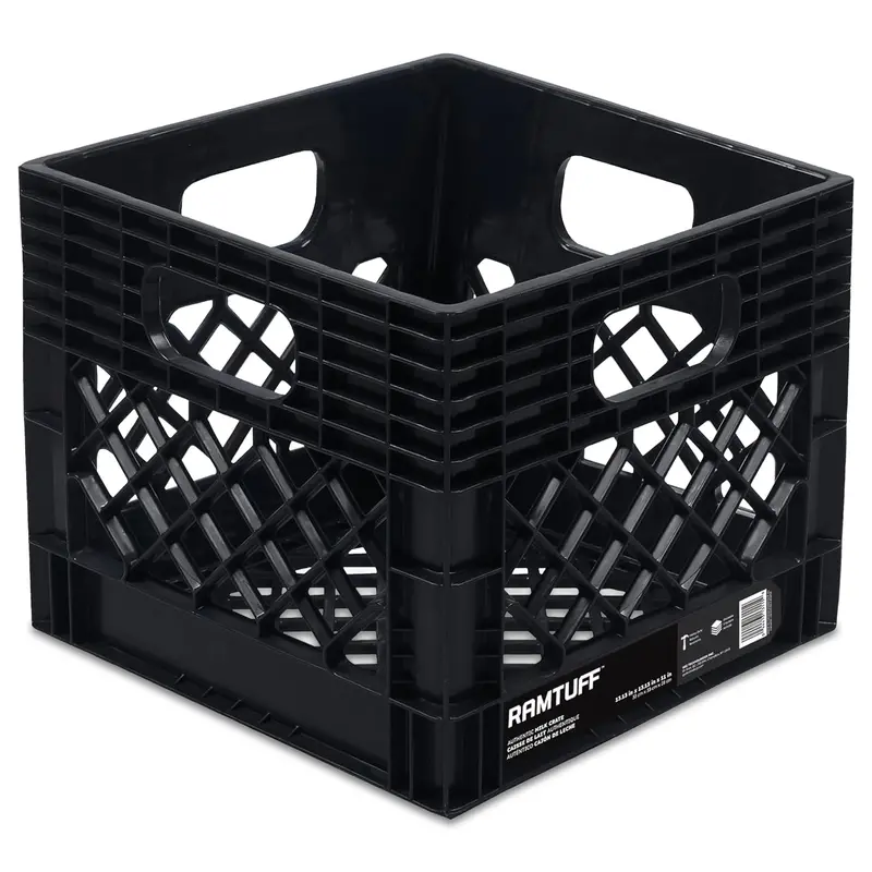 Ramtuff Heavy-Duty Plastic Milk Crate – 250-Pound Capacity, Stackable Organizer 1