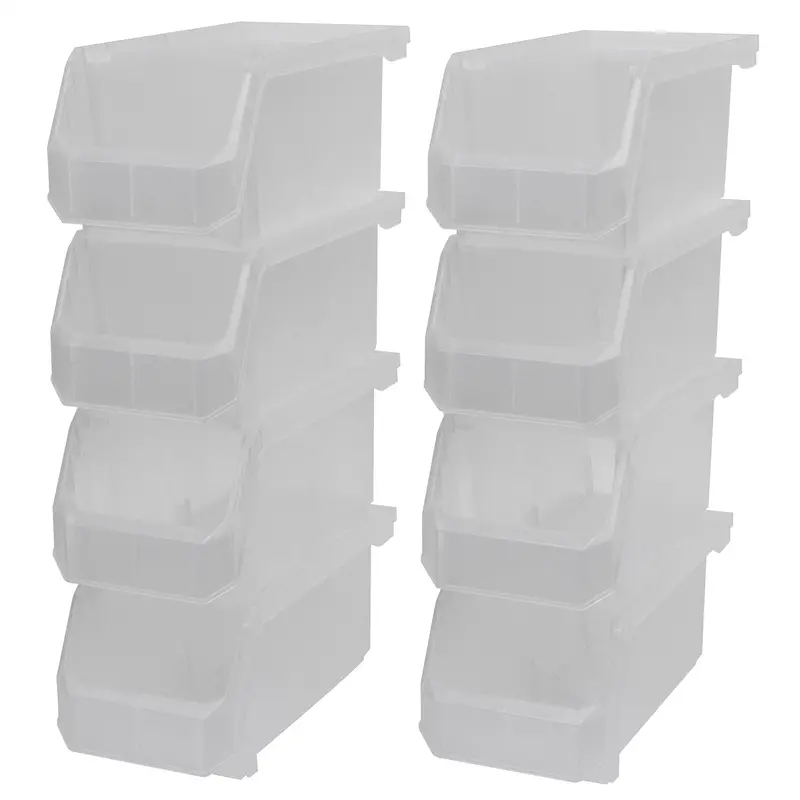 Readyspace Clear Stackable Medium Plastic Storage Bins – 8-Pack Organizer Set 1