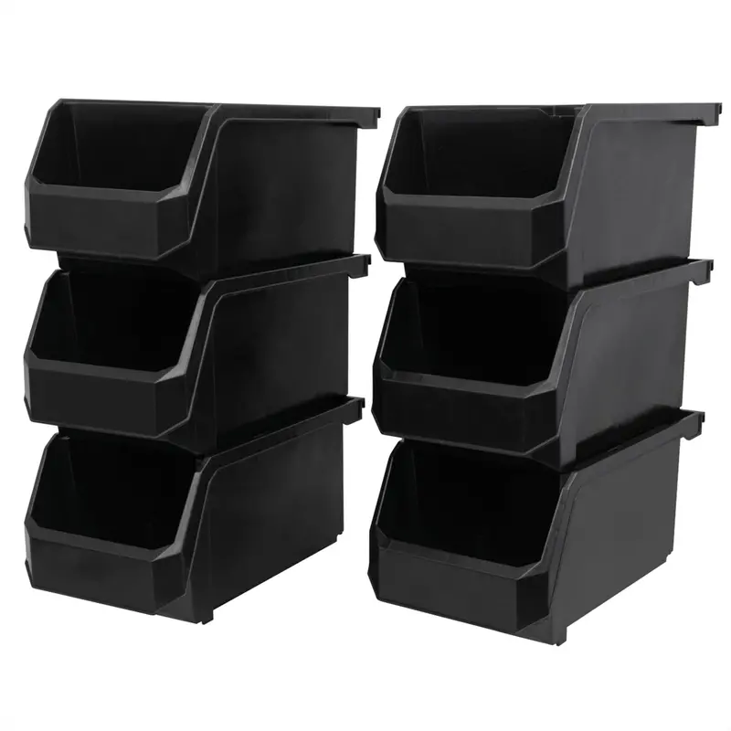 Readyspace Stackable Plastic Storage Bins – Large Capacity Organizer, Black (6-Pack) 1