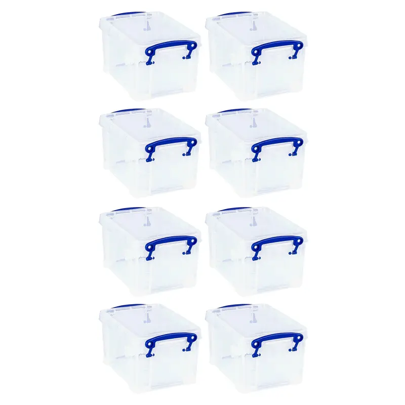 Really Useful Boxes 1.6L Stackable Storage Containers With Secure Snap Lids – 8-Pack 1