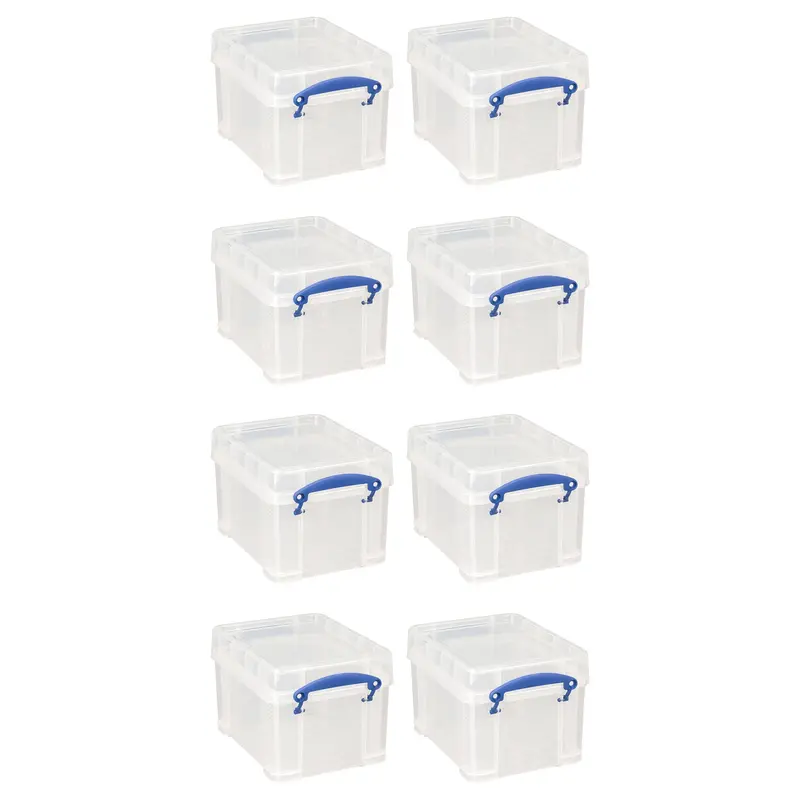 Really Useful Boxes – 3-Liter Clear Snap-Lid Storage Containers, Compact Organizers, 8-Pack 1