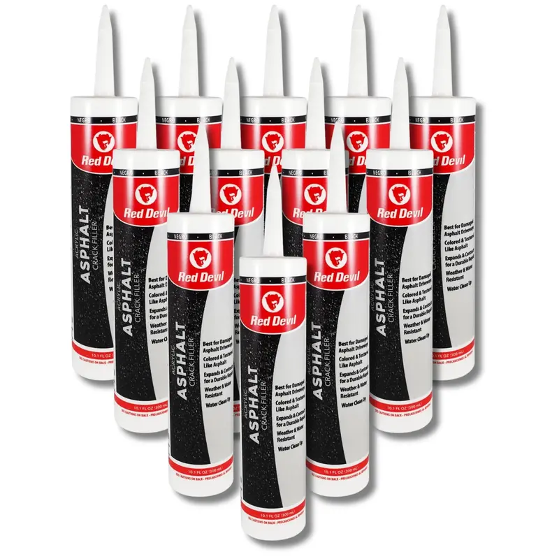 Red Devil 063712 Acrylic Asphalt Crack Filler – Black, 10.1 Fl Oz, 12-Pack 1