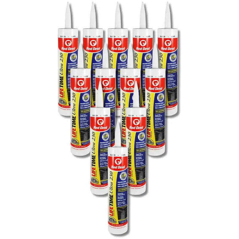 Red Devil 077012 Lifetime Elastomeric Acrylic Latex Sealant – White, 10.1 Oz, 12-Pack 1