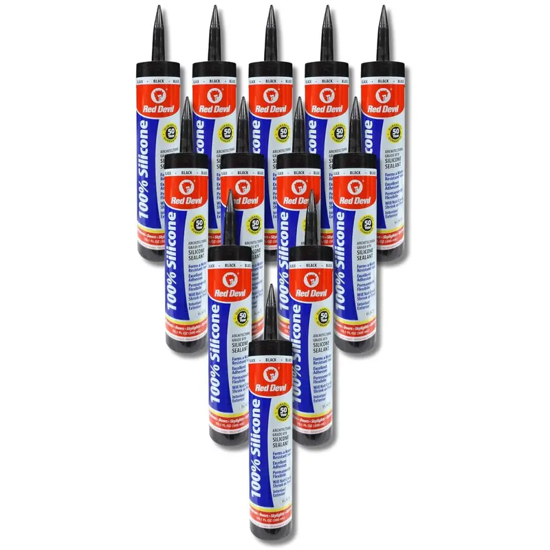 Red Devil 0816 Architectural Silicone Sealant – Black, 9.8 Oz, Rtv Formula, 12-Pack 1