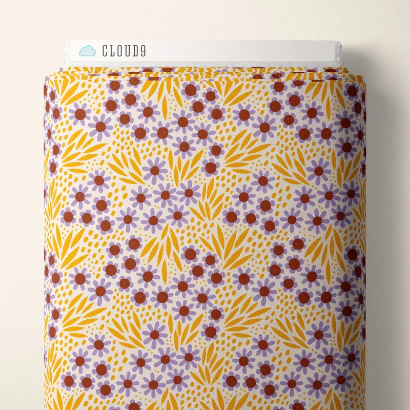 Retro Meadow: Ditzy Daisy Poplin – Playful Floral Cotton Fabric (Sophie Rowe, Cloud 9) 1
