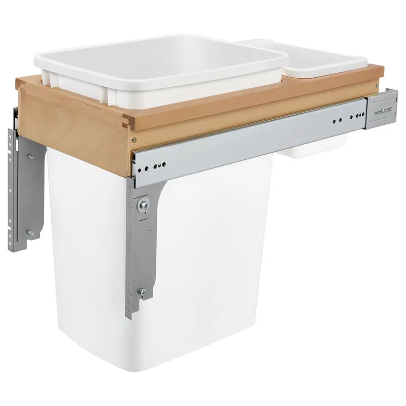 Rev-A-Shelf 35-Quart Top-Mount Pull-Out Trash Can – White, Single Bin, Soft-Close Design (4Wctm-12Dm1-162) 1