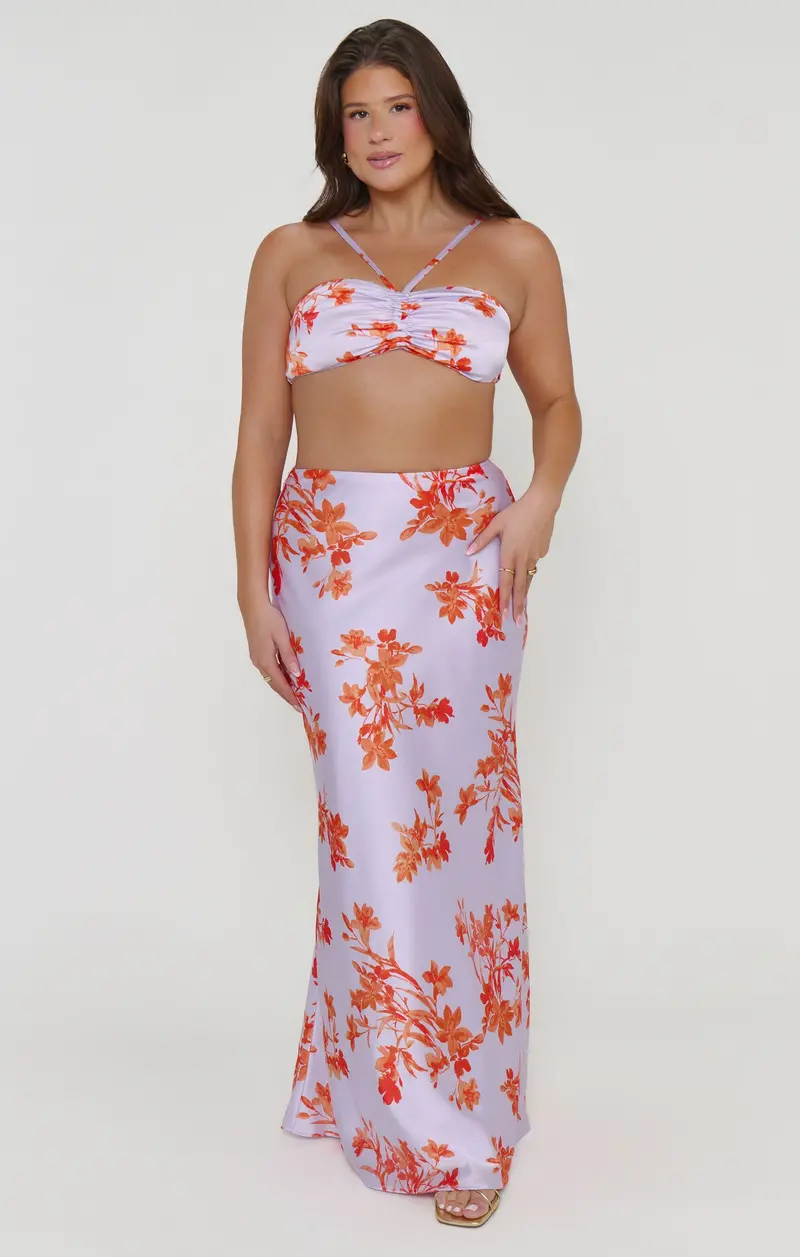 Ricki Maxi Skirt In Orchard Pattern – High-Waisted Full-Length Design 1