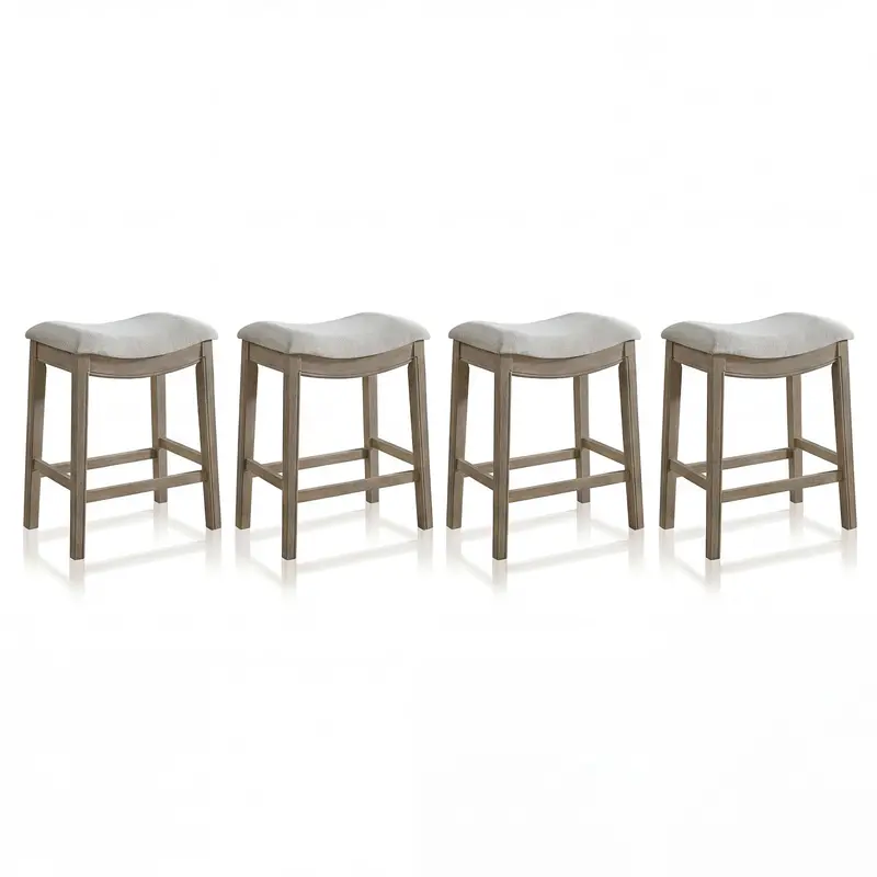 Rome + Oak Parker Backless Saddle Counter Stool – Reclaimed Oak, Grey Finish, 4-Pack 1
