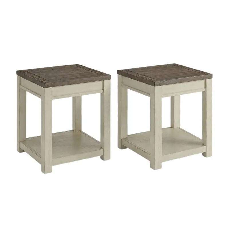 Rome + Oak Tate Farmhouse End Table – Brown & Cream Wood Finish, 2-Pack 1