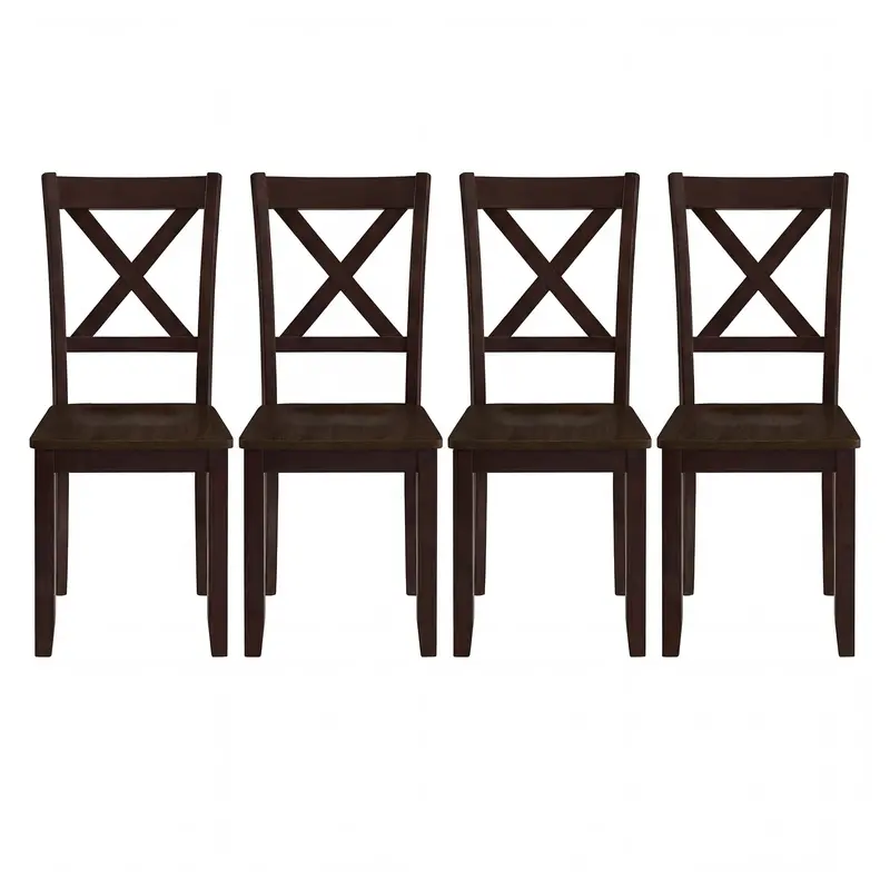 Rome + Oak X-Back Farmhouse Dining Chair – Solid Wood, Dark Brown Finish, 4-Set 1