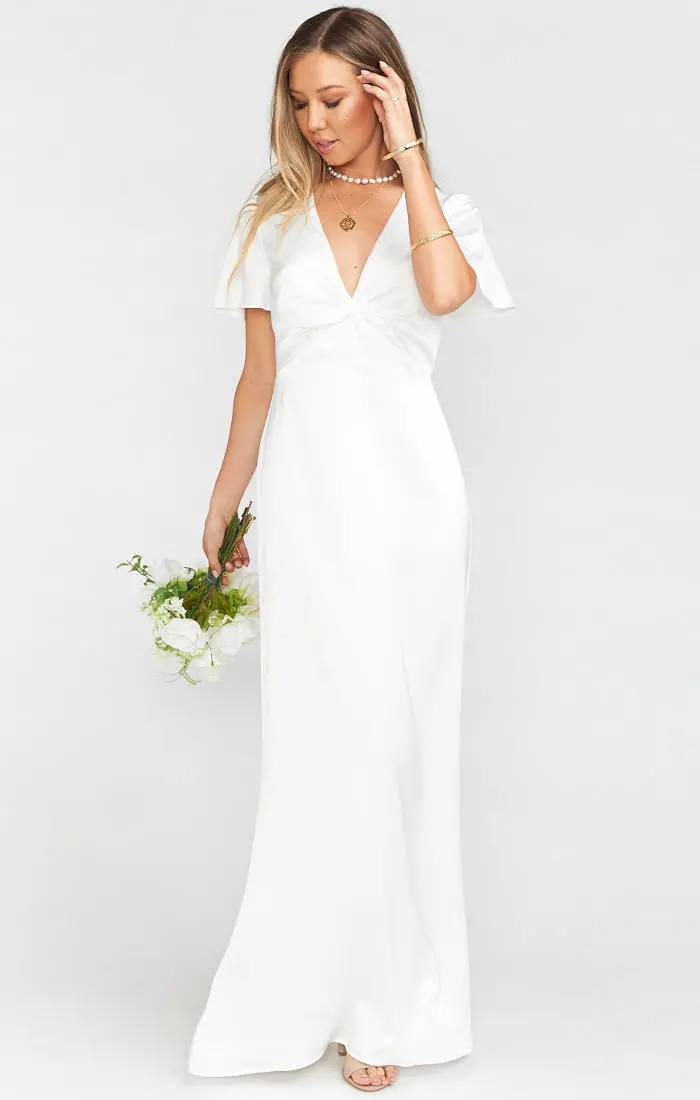 Rome Twist Ivory Satin Evening Gown 1