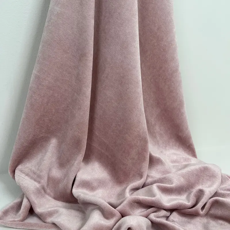 Rose Smoke Bamboo-Blend Organic Cotton Velour Fabric 1