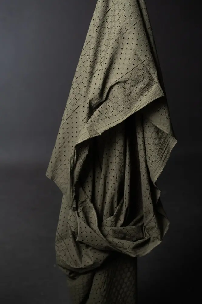 Rowan Green Eyelet Cotton – Artisan Indian Fabric By Merchant & Mills 1