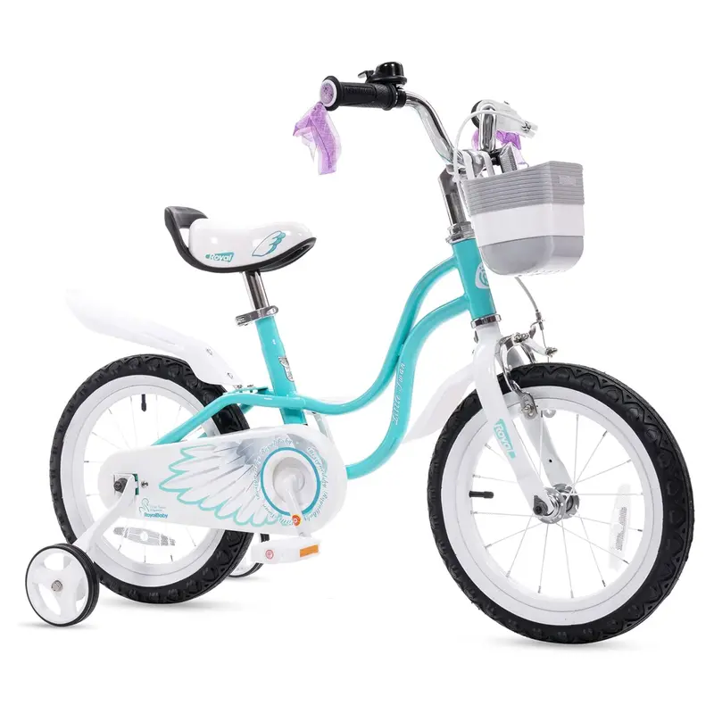 Royalbaby 14" Girls’ Bicycle – Swan/Lake Blue With Training Wheels (Open-Box) 1