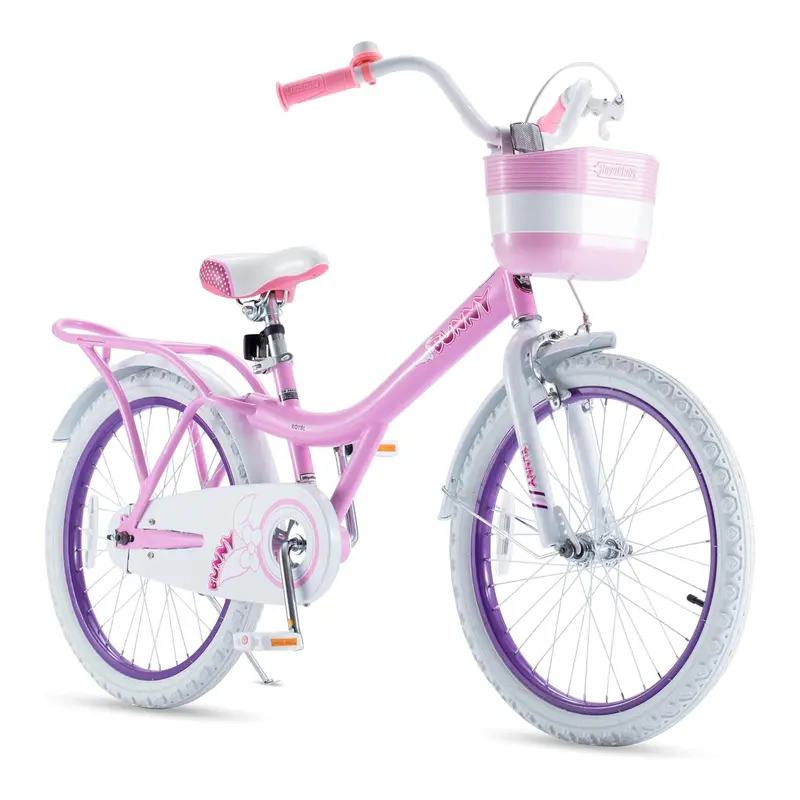 Royalbaby Princess 20-Inch Kids' Bike With Kickstand – Pink & Purple Bunny Design 1