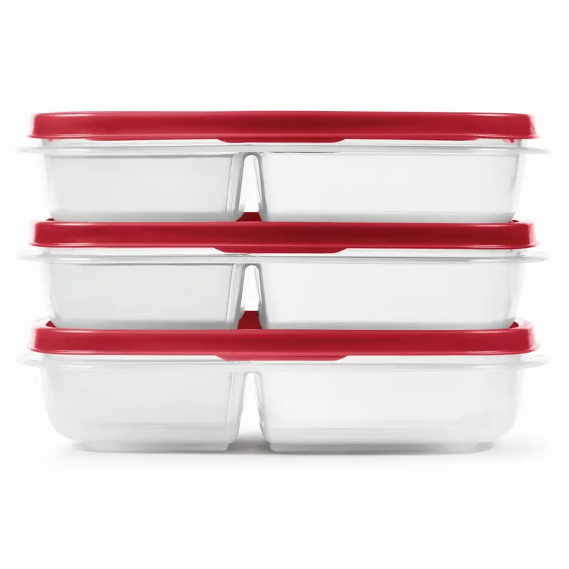 Rubbermaid 5.1-Cup Divided Food Storage Container Set – Red (3-Pack) 1