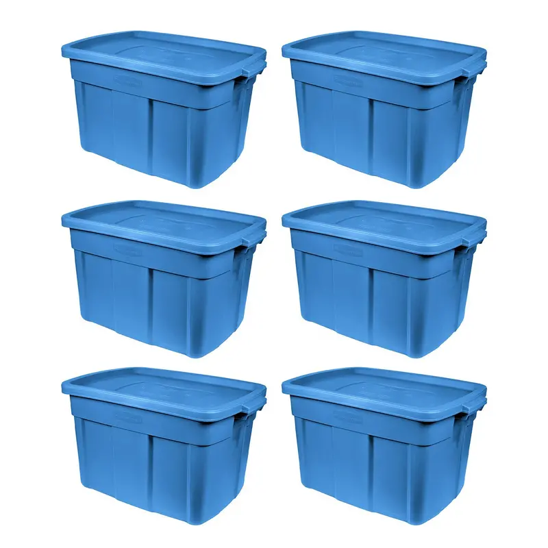 Rubbermaid Roughneck 18-Gallon Heavy-Duty Tote – Heritage Blue (6-Pack) 1
