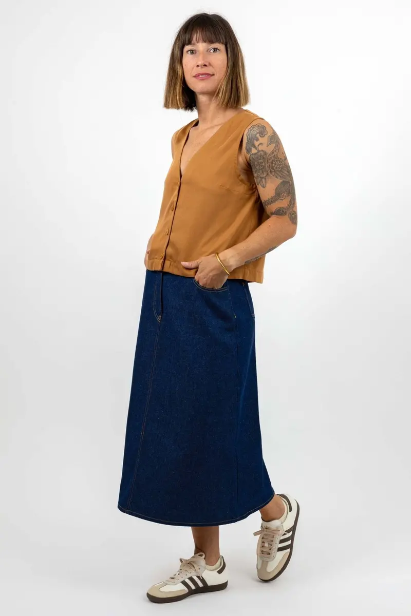 Ruby Denim Skirt Sewing Pattern – I Am Patterns 1