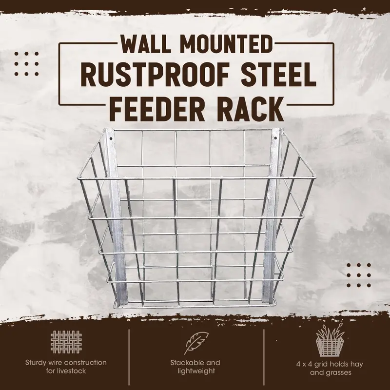 Rugged Ranch Rustproof Wall-Mounted Hay Feeder Rack For Sheep And Goats 2