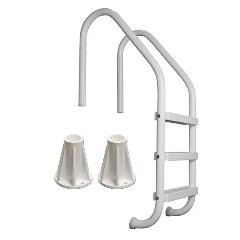 Saftron 3-Tier Inground Pool Ladder Kit – Includes Surface-Mounting Base (2-Pack) 1