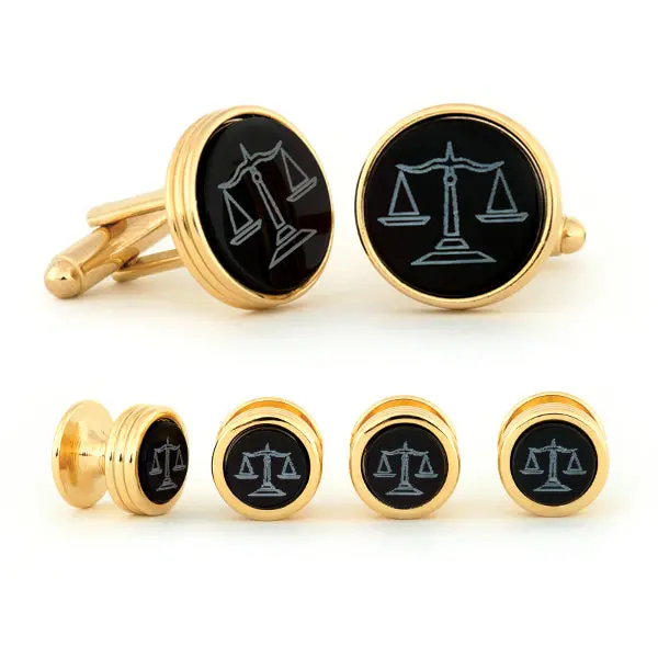 Scales Of Justice Motif Cuff Links And Studs Set 1