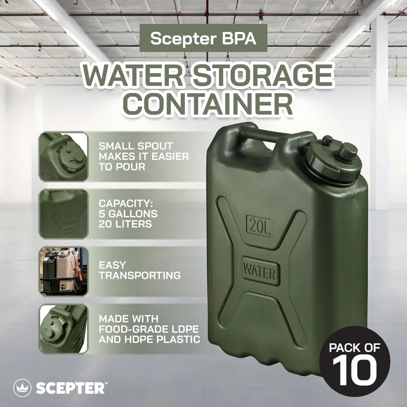 Scepter 5-Gallon (20L) Bpa-Free Green Portable Water Container 2