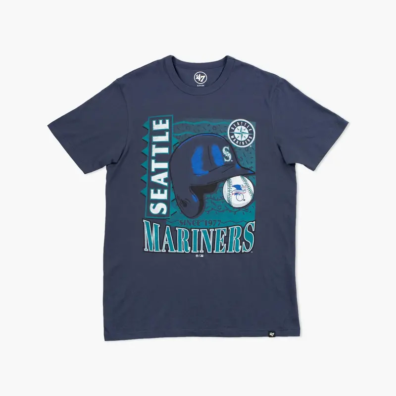 Seattle Mariners Atlas Blue Baseball Helmet Graphic T-Shirt 1