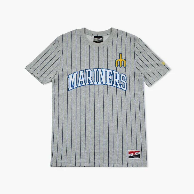 Seattle Mariners Grey Trident Pinstripe Premium T-Shirt – Modern Maritime Motif 1