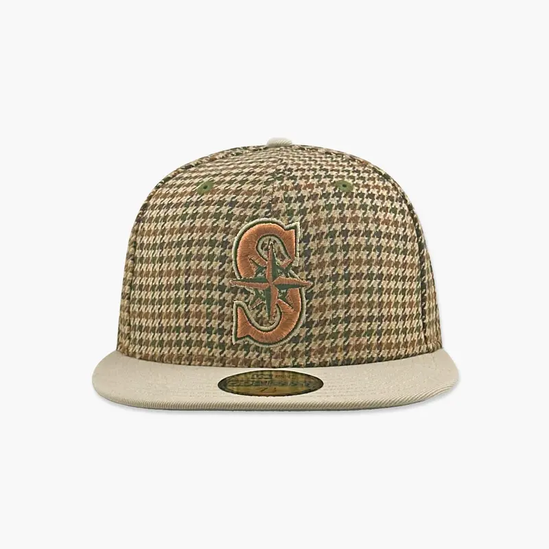 Seattle Mariners Plaid Houndstooth Fitted Hat 1