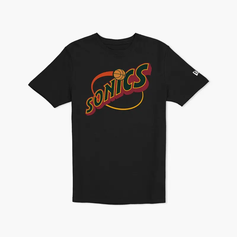 Seattle Supersonics 90S Script T-Shirt – Black 1