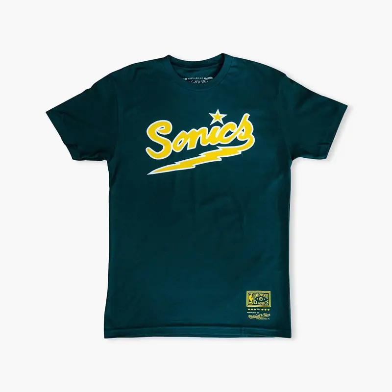Seattle Supersonics Green Lightning Bolt Logo Premium Cotton Tee 1