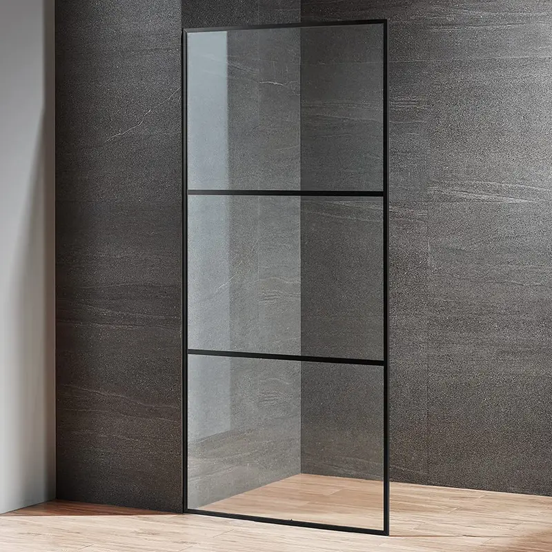 Serene Valley 34 In. X 72 In. Frameless Tempered Glass Shower Screen – Matte Black Finish 1