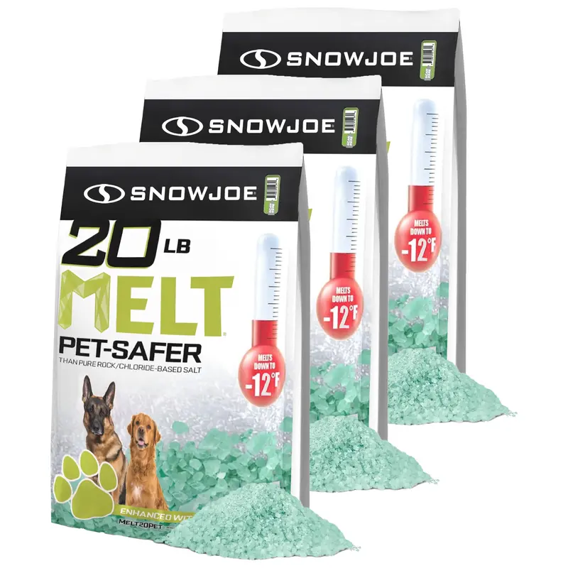 Snow Joe Pet-Safer Ice Melt – Safe For Concrete & Paved Surfaces, 20 Lb Bag (3-Pack) 1