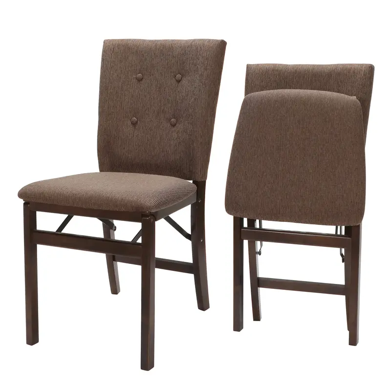 Stakmore Espresso Parson’S Folding Chairs With Cushioned Fabric Seats (2-Pack) 1