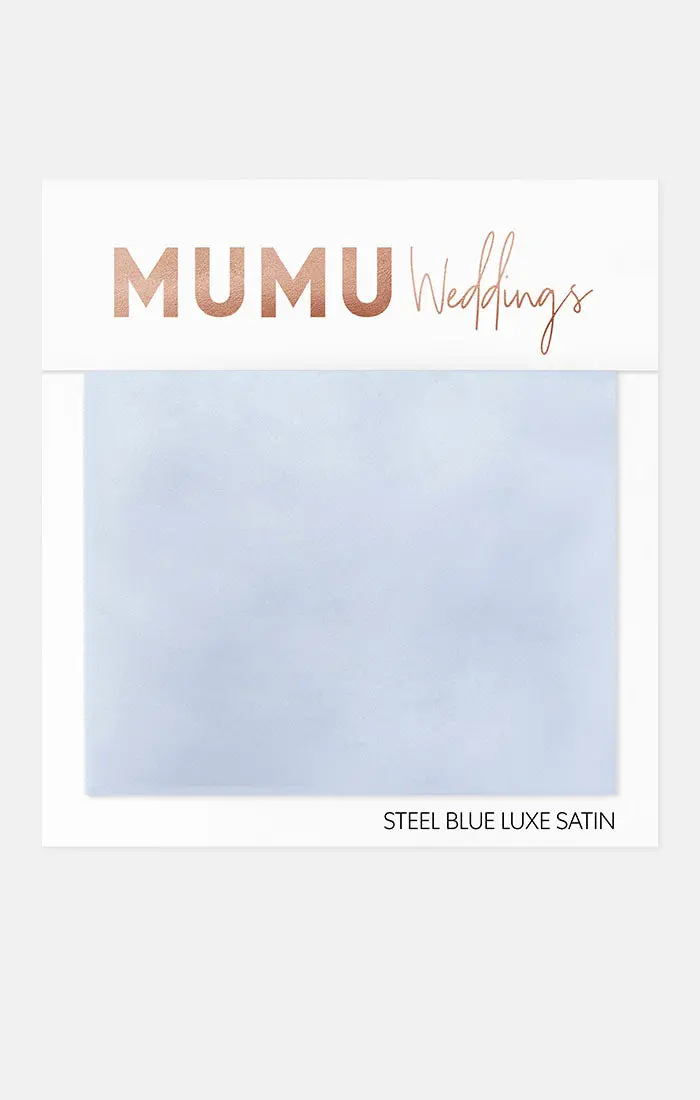 Steel Blue Luxe Satin Bridesmaid Fabric Swatch 1