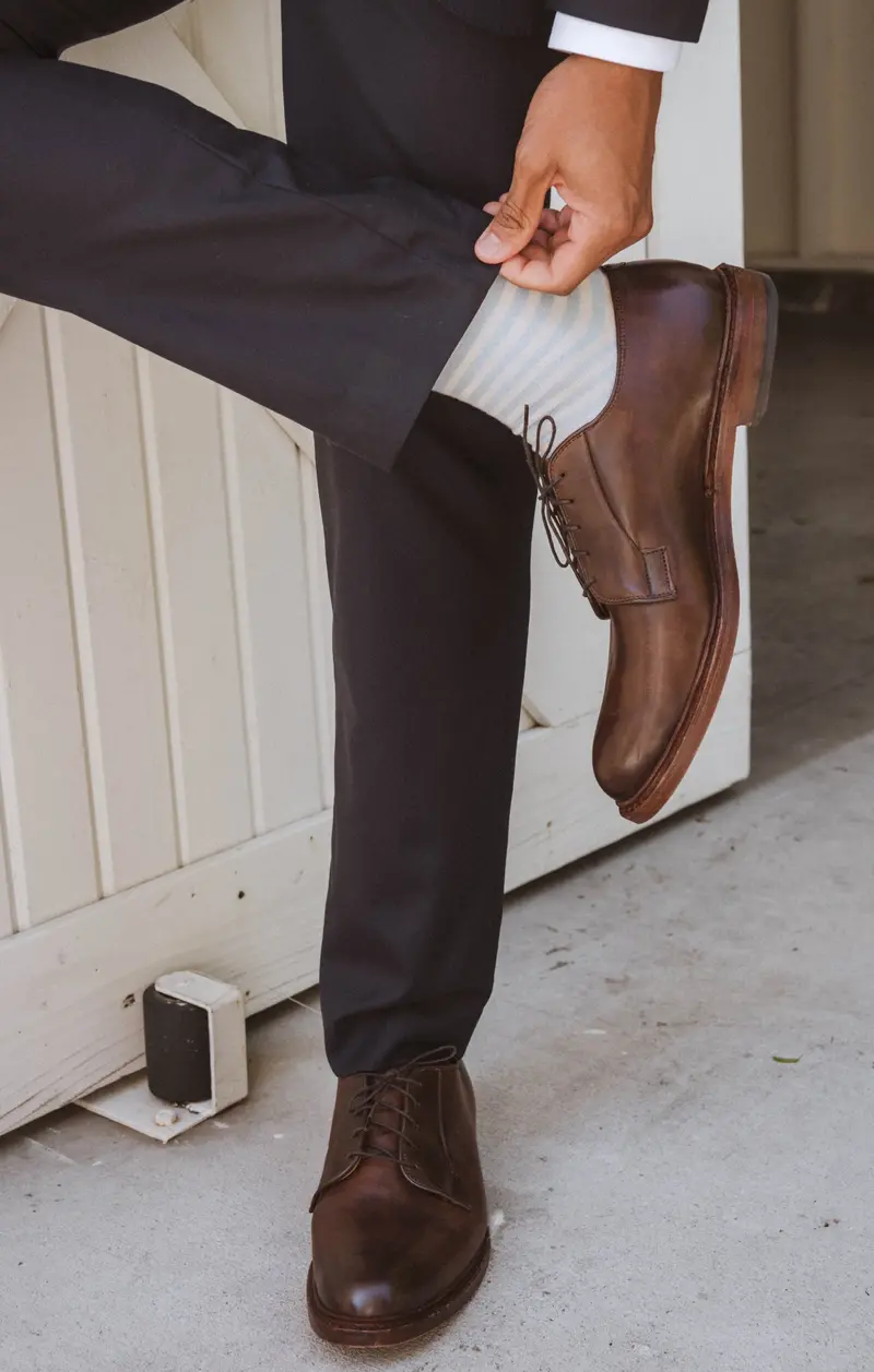 Steel Blue Stripe Owen Dress Sock 1