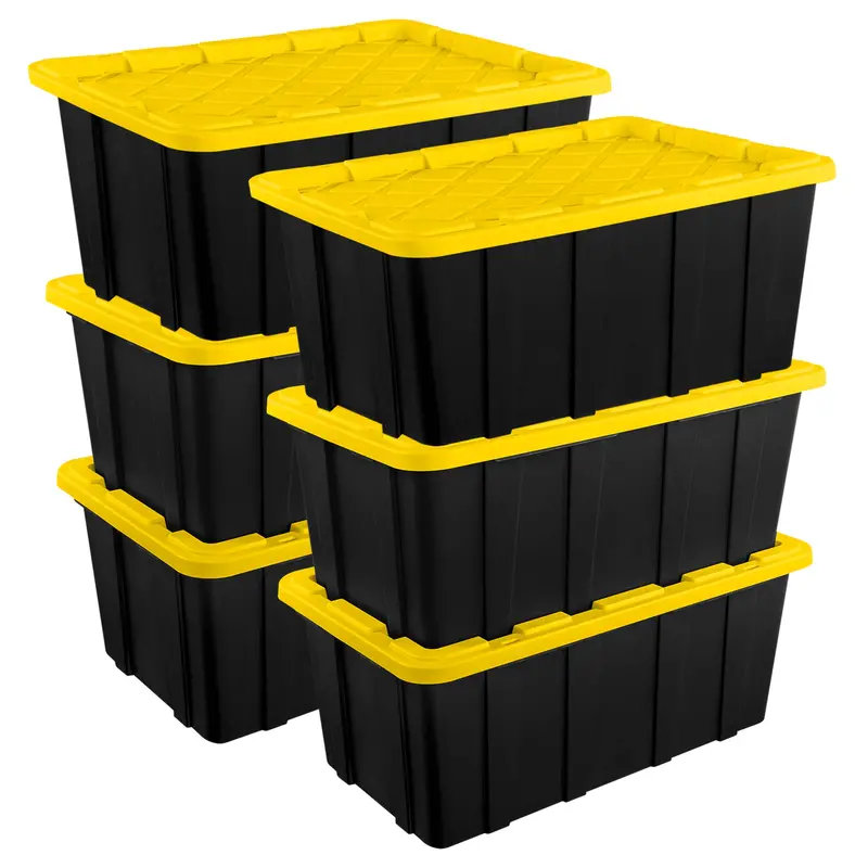 Sterilite 27-Gallon Heavy-Duty Stackable Storage Containers – Lidded, 6-Pack 1