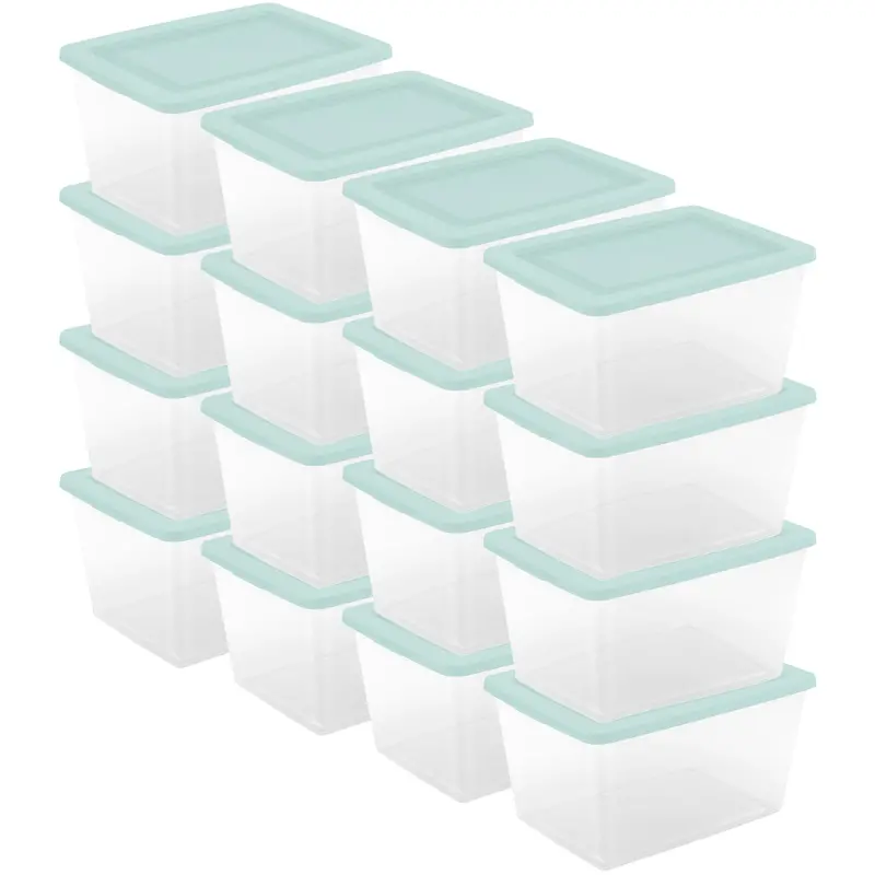 Sterilite 58-Quart Clear Storage Boxes With Lids – Mint-Tinted Set Of 16 1