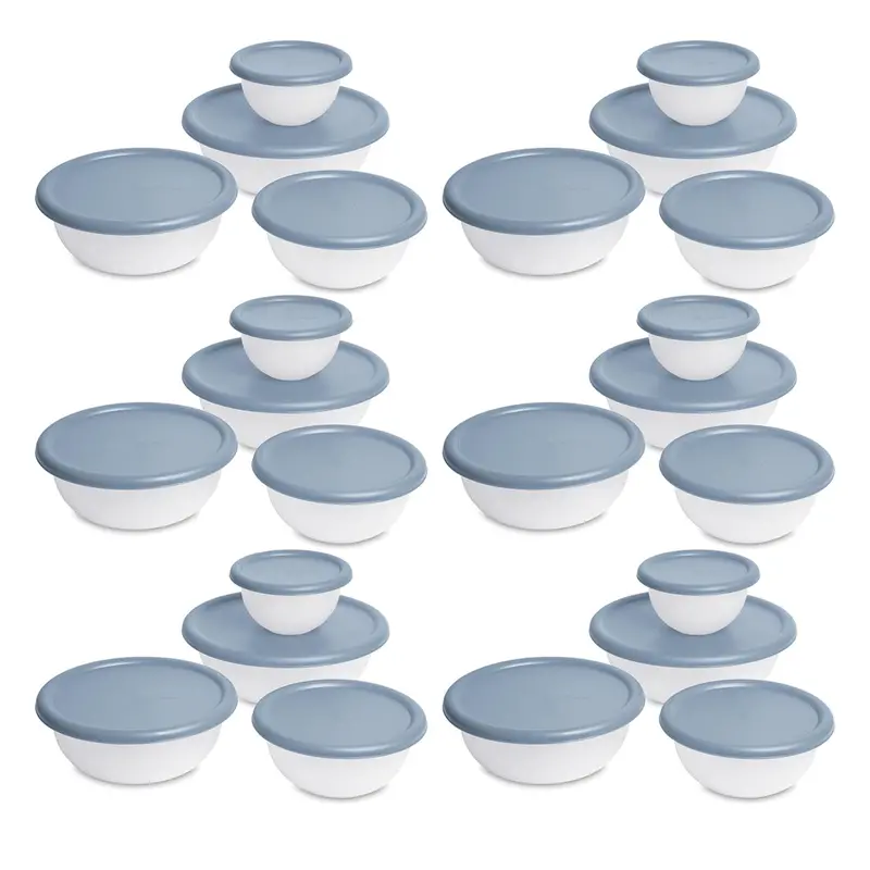 Sterilite Nesting Covered Mixing Bowls Set – Washed Blue, 6-Piece With Lids 1