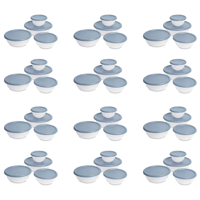 Sterilite Nesting Mixing Bowl Set With Lids – Washed Blue, 12-Piece 1