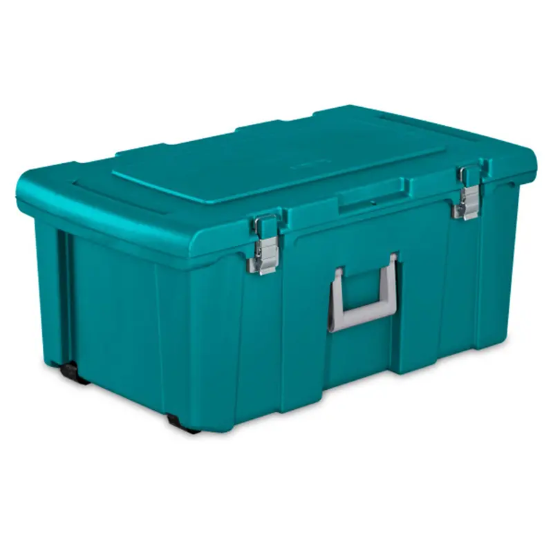 Sterilite Wheeled Footlocker – Teal Plastic Utility Storage Container (4-Pack) 1