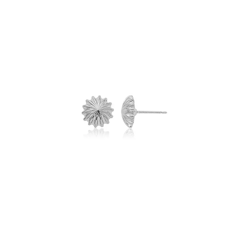 Sterling Silver 10Mm Scallop-Edge Button Earrings 1