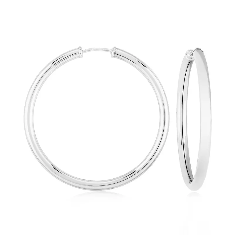 Sterling Silver 3X40Mm Slim Double-Tube Earrings 1