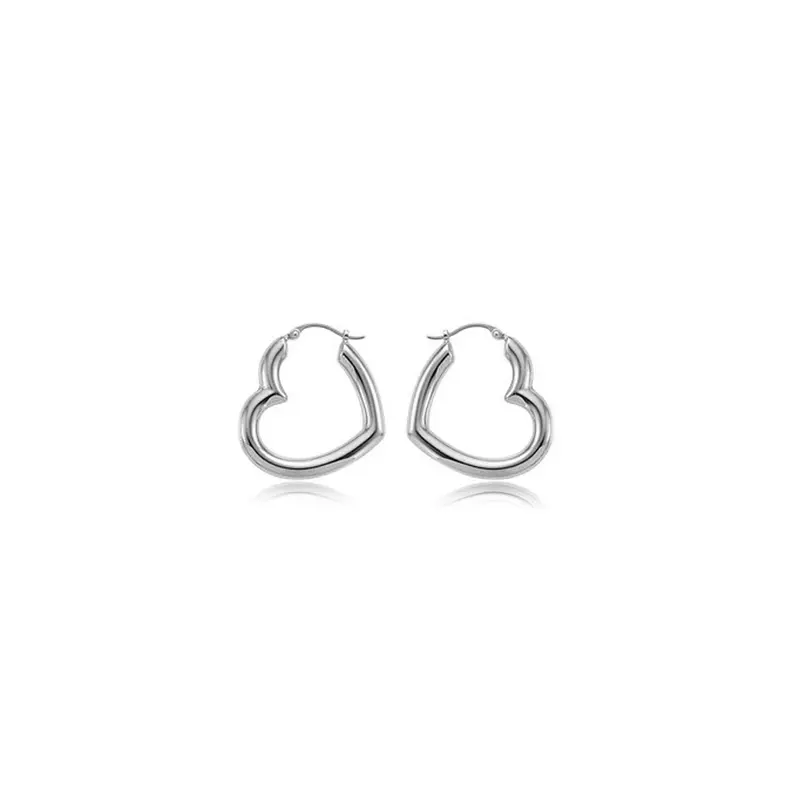 Sterling Silver Minimalist Heart Stud Earrings 1