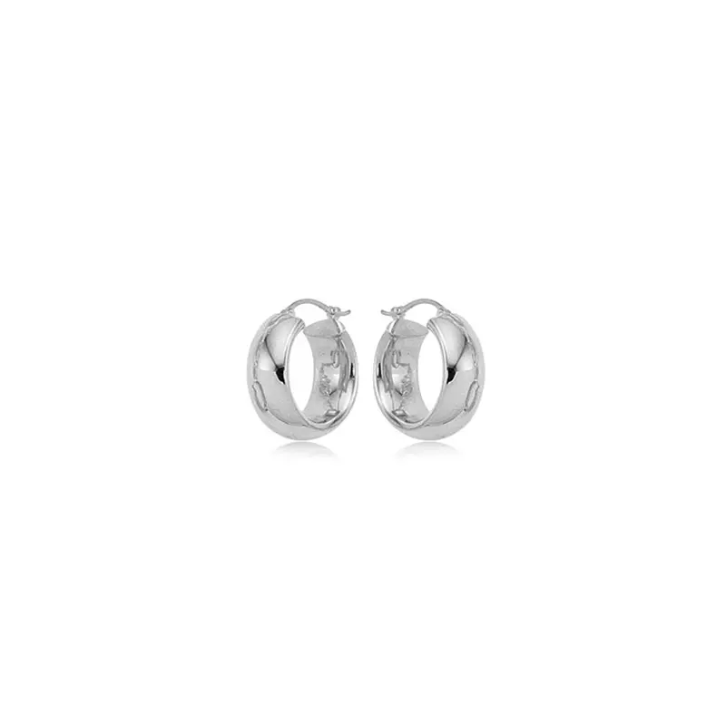 Sterling Silver Wide-Diameter Tube Earrings 1