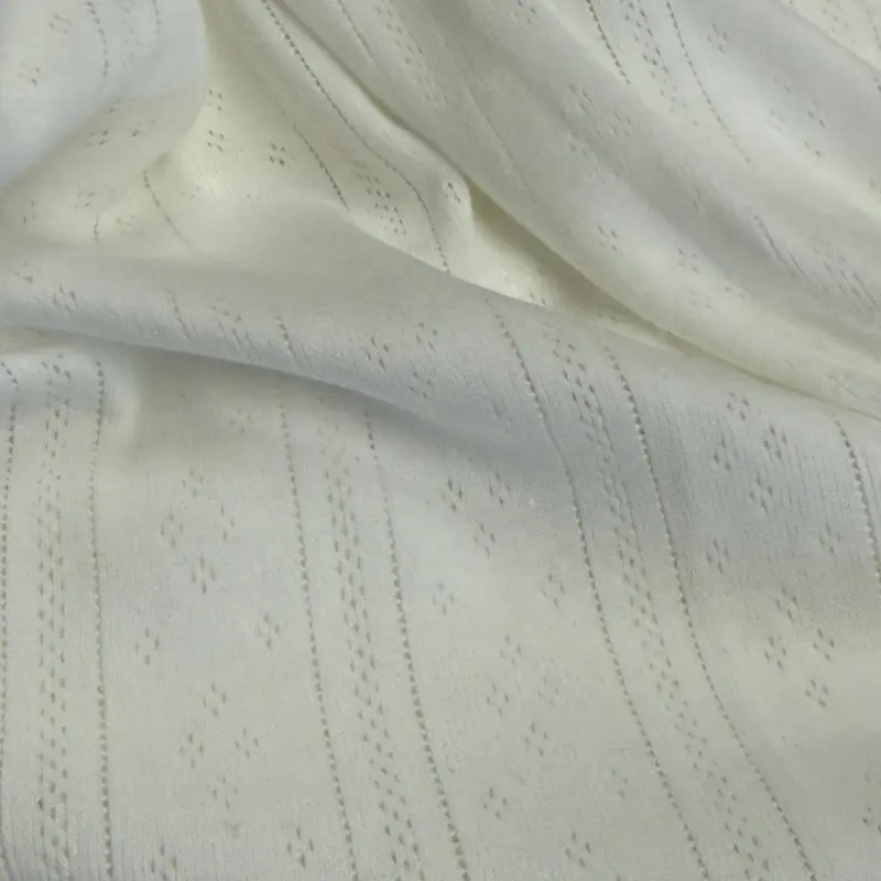 Subtle Diamond Pointelle Knit – Eco-Friendly Organic Cotton In Whisper White 1